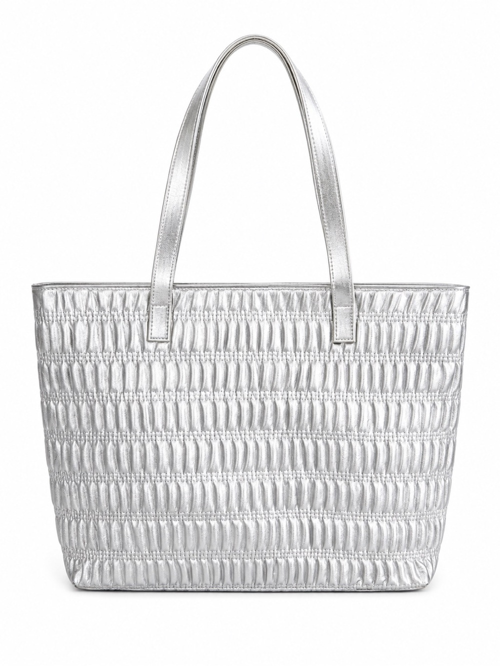 Clinique Metallic Silver Quilted Tote Bag - Women's Shoulder Shopper New